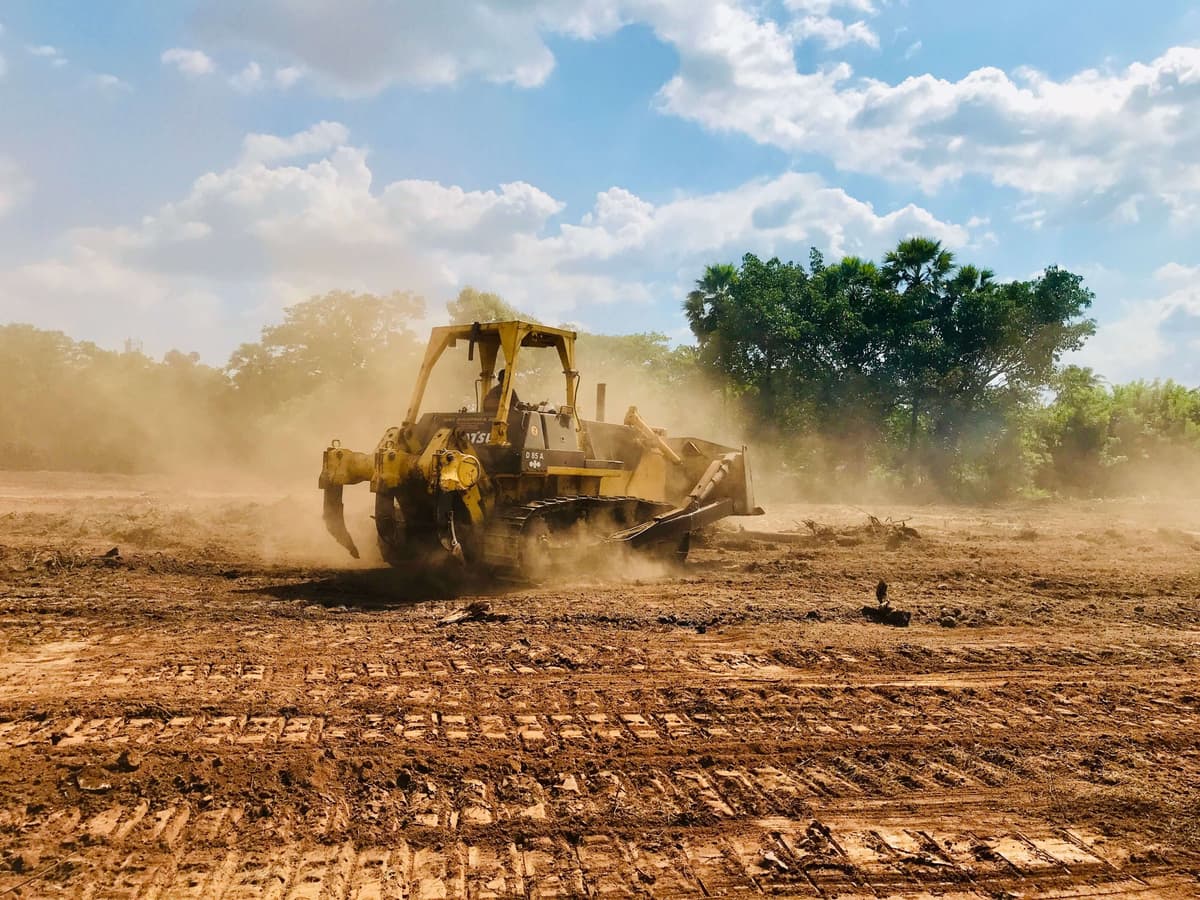 Forestry mulcher actively clearing brush on a Valley lot